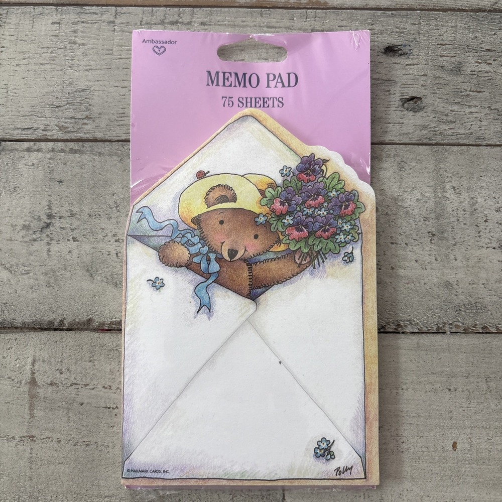 Hallmark Polly Bear 1991 Vintage Memo Pad ~ NEW SEALED